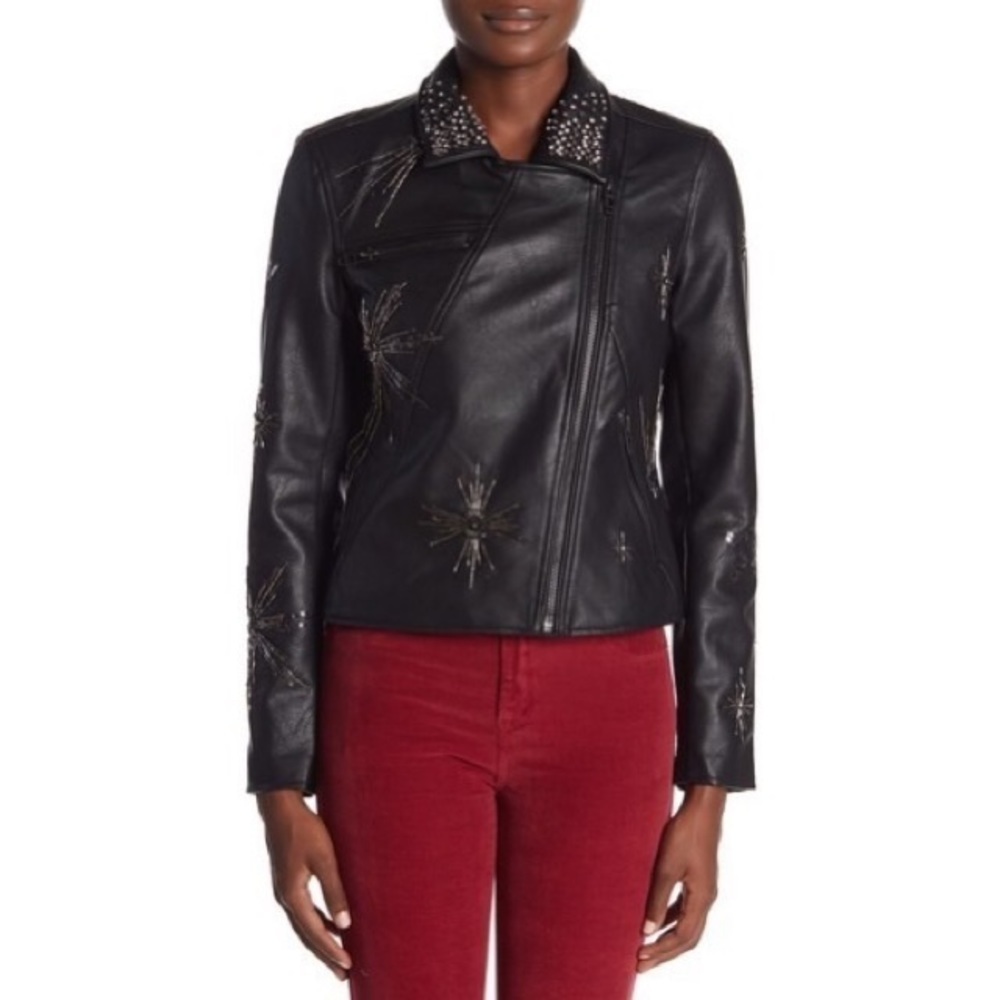 NWT BlankNYC Embellished Faux Leather Moto Jacket - Picture 3 of 8